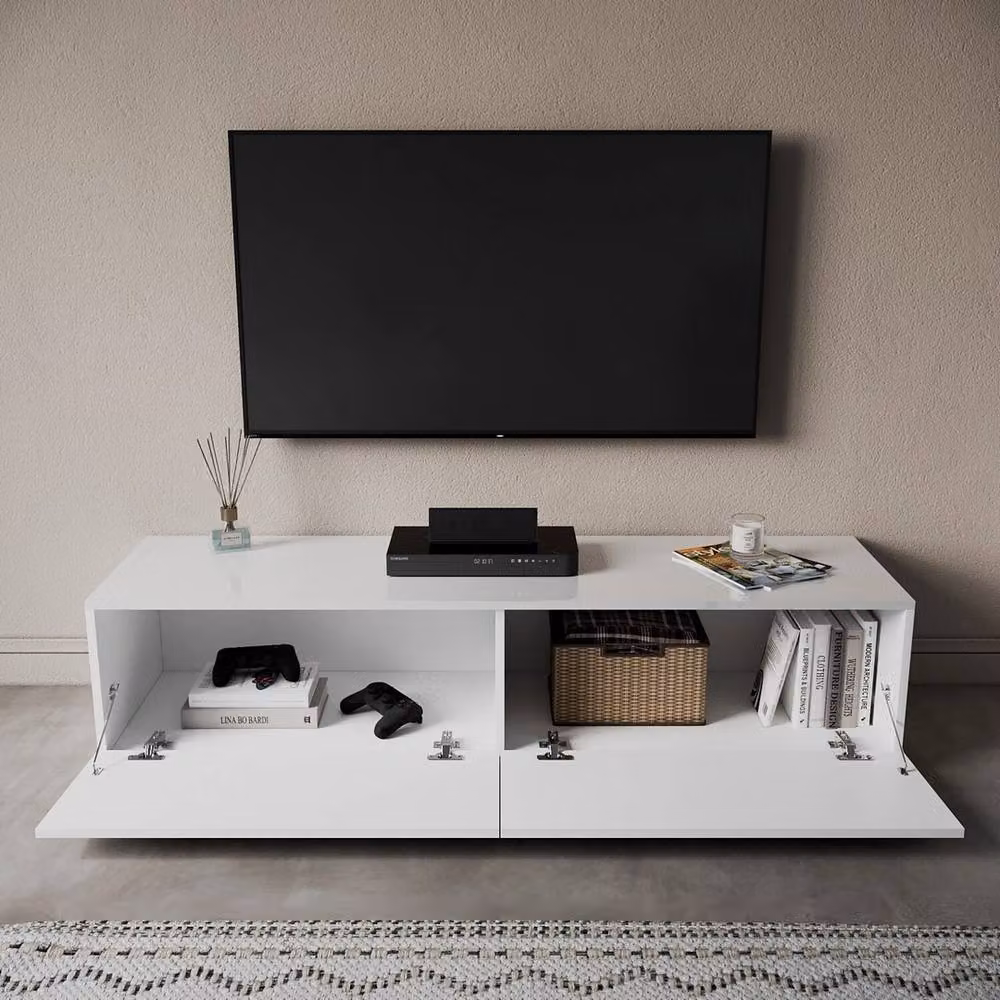 ERGOVEXA High Gloss Floating TV Unit Stand Cabinet in White, W/D/H: 140 x 40 x 30 cm – 2