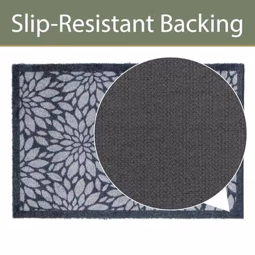 JVL Mega Machine Washable Floral Doormat, Blue and Grey, W: 50 cm, D: 150 cm – 8