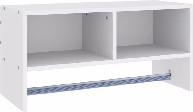 HOMCOM Wall Mounted Coat Hanger and Storage Shelf Rack in White