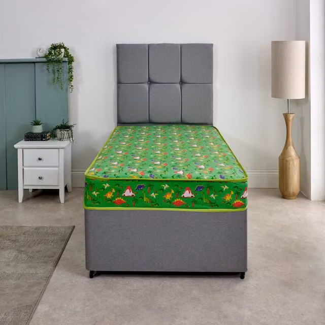 eXtreme Comfort Ltd Dreamy Dinosaur Kids Fantasy Open Coil Spring Mattress, Green, W: 80 cm, L: 190 cm