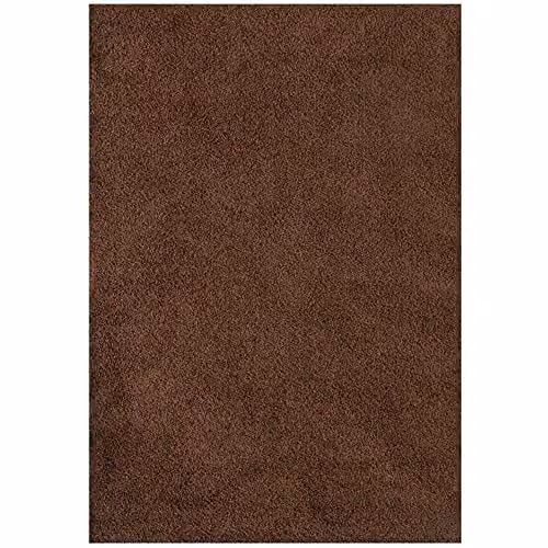 THE RUGS Brown Plain Shaggy Living Room Rug, W/D: 140 x 200 cm – 6