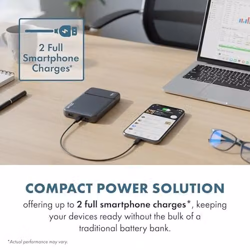 MiTEC MiPOWER Black Universal Portable Power Bank with USB Output, 5000mAh – 4