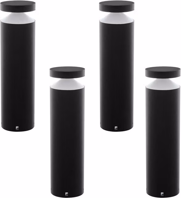 Loops 4 Pack Black Cast Aluminium IP44 Outdoor LED Pedestal Garden Post Lights 11W – 1