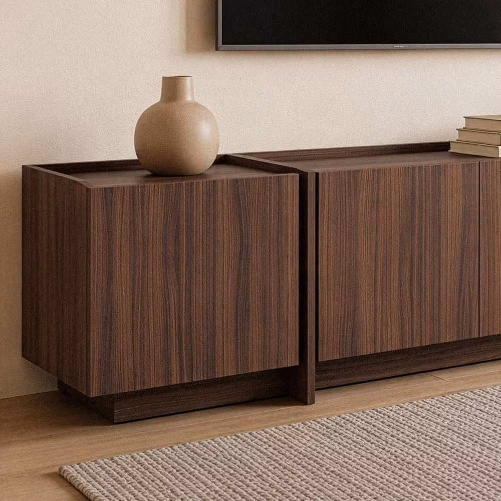 CALICOSY ARVEN 4-Door Modern TV Unit in Walnut, W: 180 cm, D: 35 cm, H: 46 cm – 3