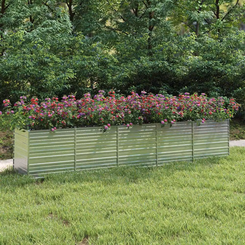 Berkfield Home Garden Galvanised Steel Raised Bed, Silver, W: 400 cm, D: 80 cm, H: 77 cm – 2