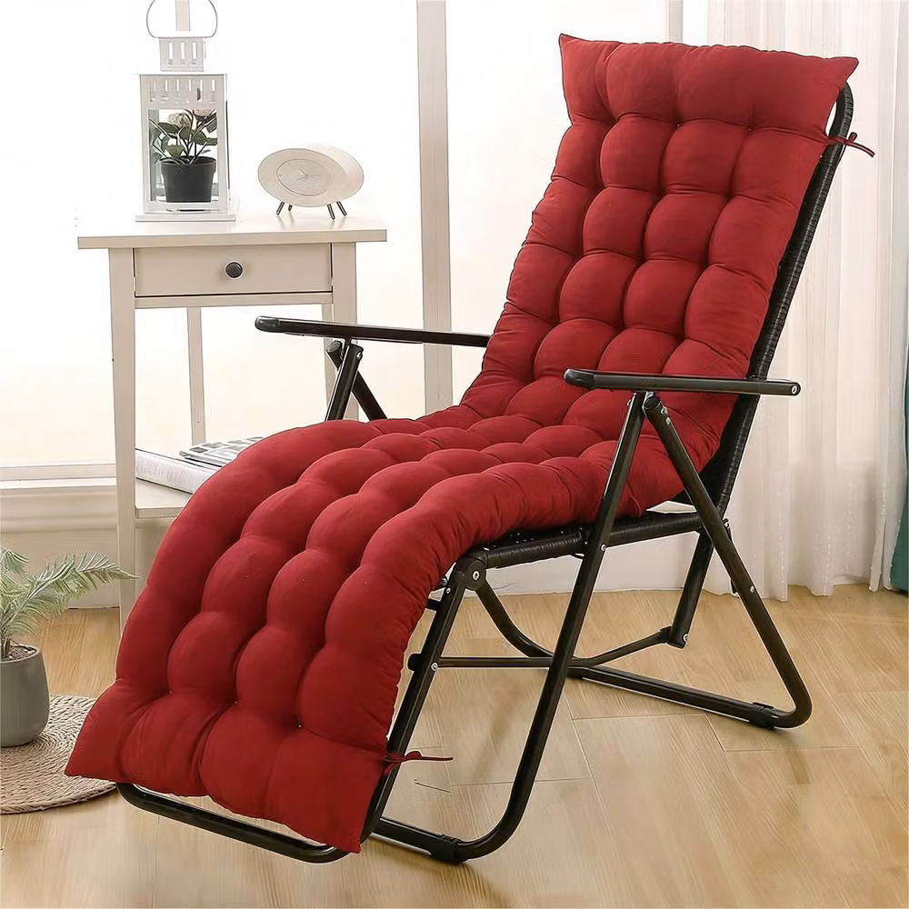 Lishetimig Pack of 2 Red Sun Lounger Cushion Pads for Garden Recliner Chairs, UV-Resistant and Breathable Polyester Outdoor Fabric – 2