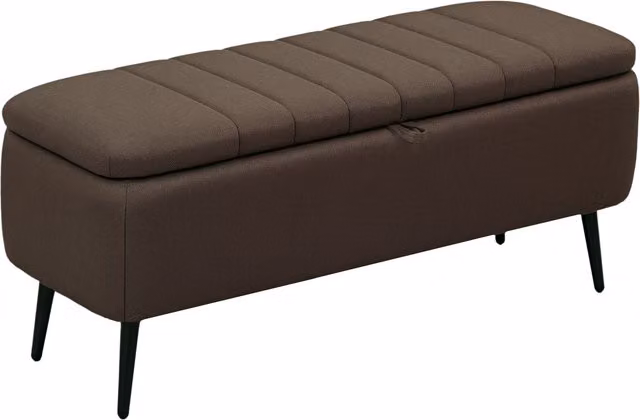 HOMCOM Linen-Look Storage Ottoman in Brown, W: 92 cm, D: 31 cm, H: 31 cm