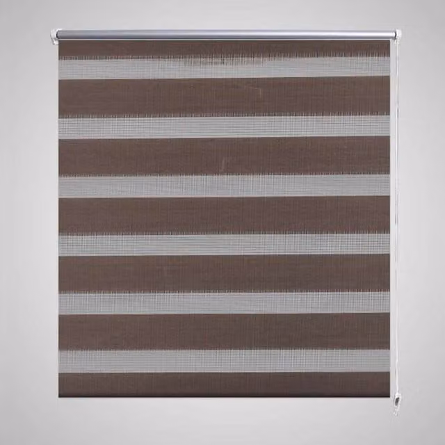 Berkfield Home Zebra Blind in Brown and White, W: 120 cm, H: 175 cm – 1