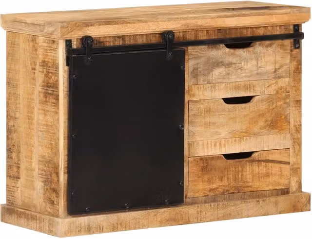 Berkfield Home Rustic Mango Wood Sideboard in Brown, W/D/H: 80 x 30 x 55 cm