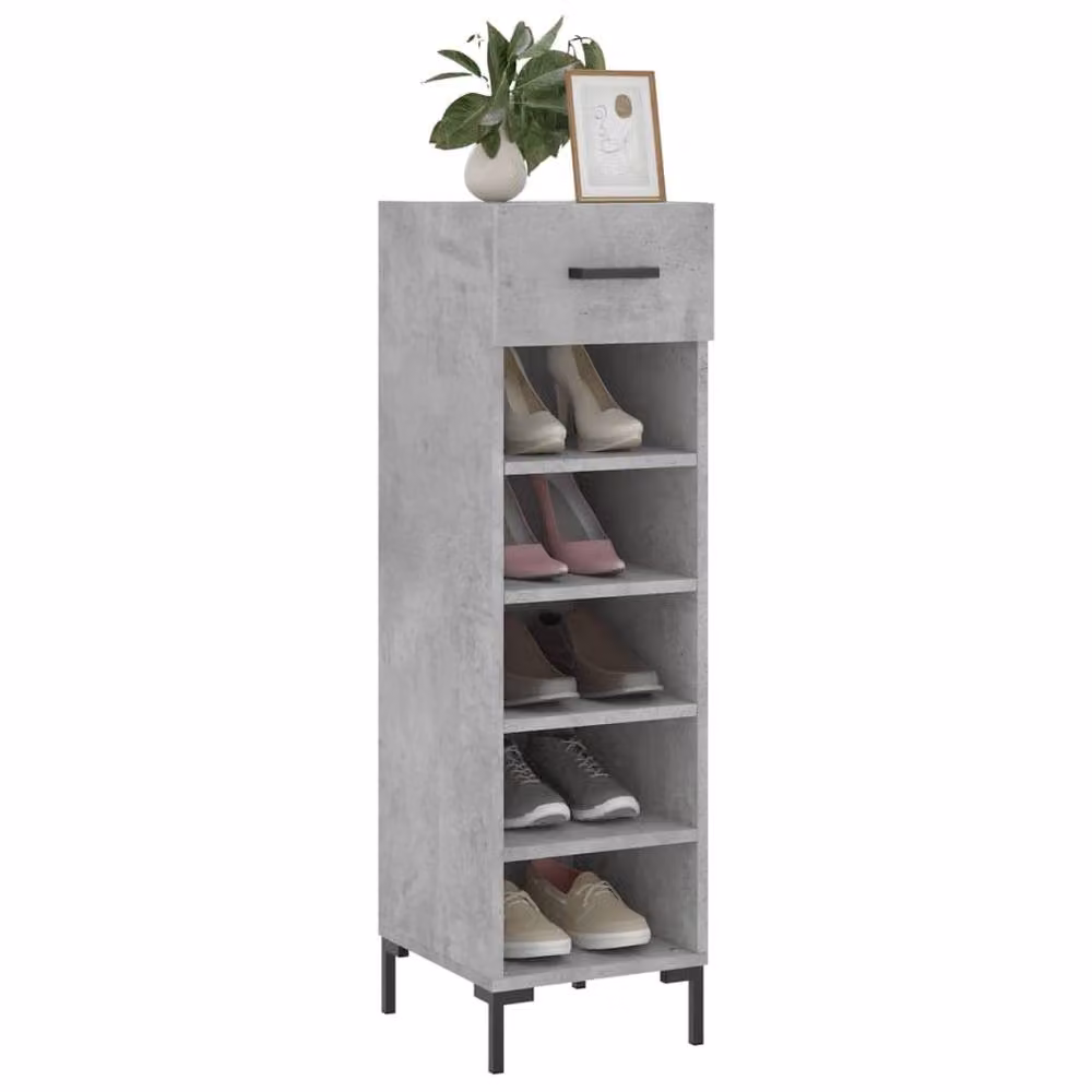 Berkfield Home Industrial Shoe Cabinet in Concrete Grey, W/D/H: 30 x 35 x 105 cm – 3