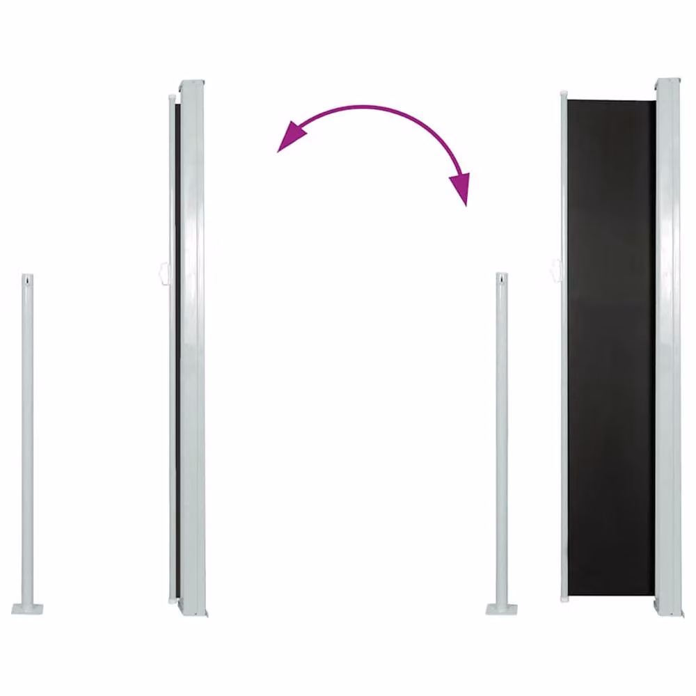 Berkfield Home Patio Retractable Side Awning in Black, W/H: 500 x 100 cm – 4