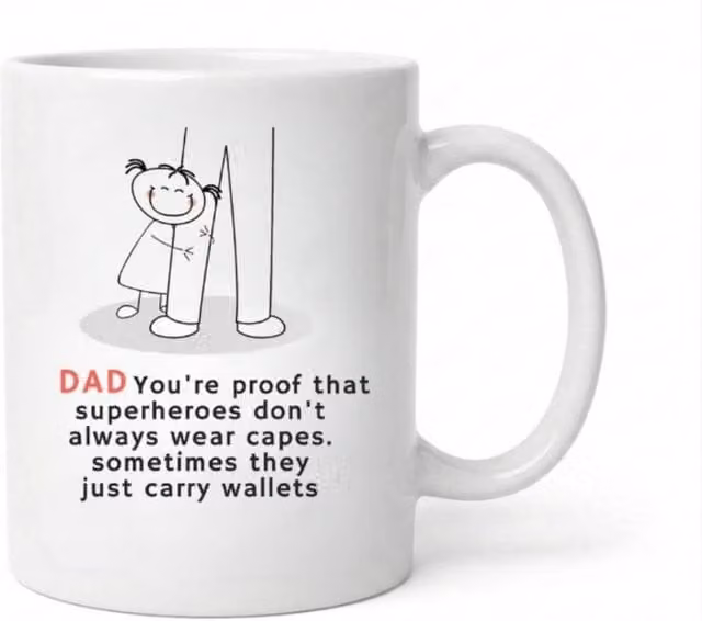 Dyzi Dad Superhero Ceramic Mug in White