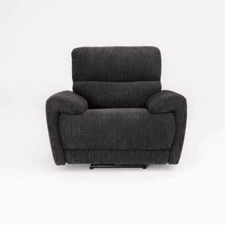 Furnishings For Less UK Carla 3 Piece Electric Reclining Sofa Suite in Black Fabric with USB Charging
