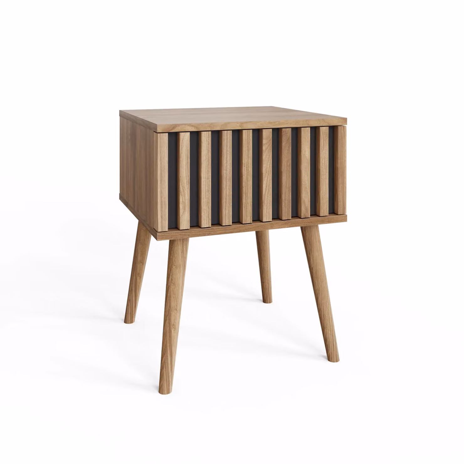 GFW Rowan Mid Century Oak Lamp Table in Brown and Beige – 3