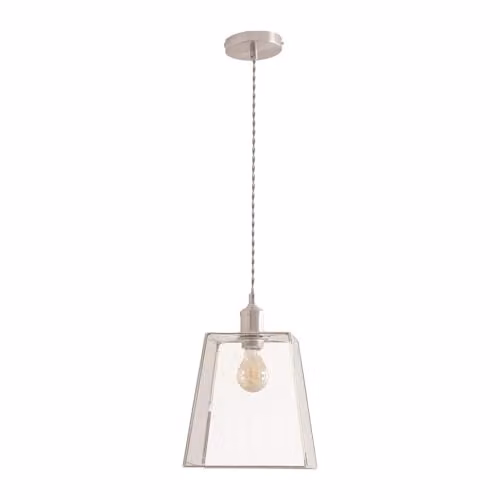 ValueLights Susie Glass Lantern Single Ceiling Pendant Light in Brushed Chrome with LED Bulb – 1