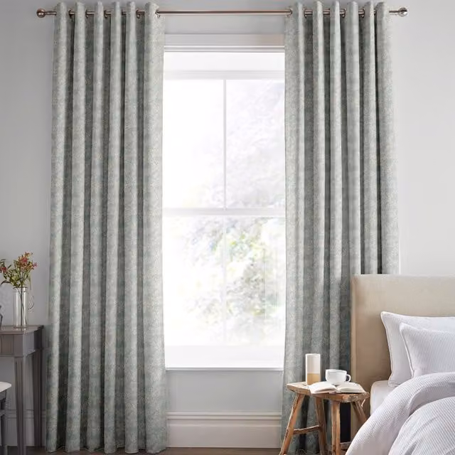 Laura Ashley Burnham Woven Made to Measure Blackout Floral Eyelet Curtain Panel in Green