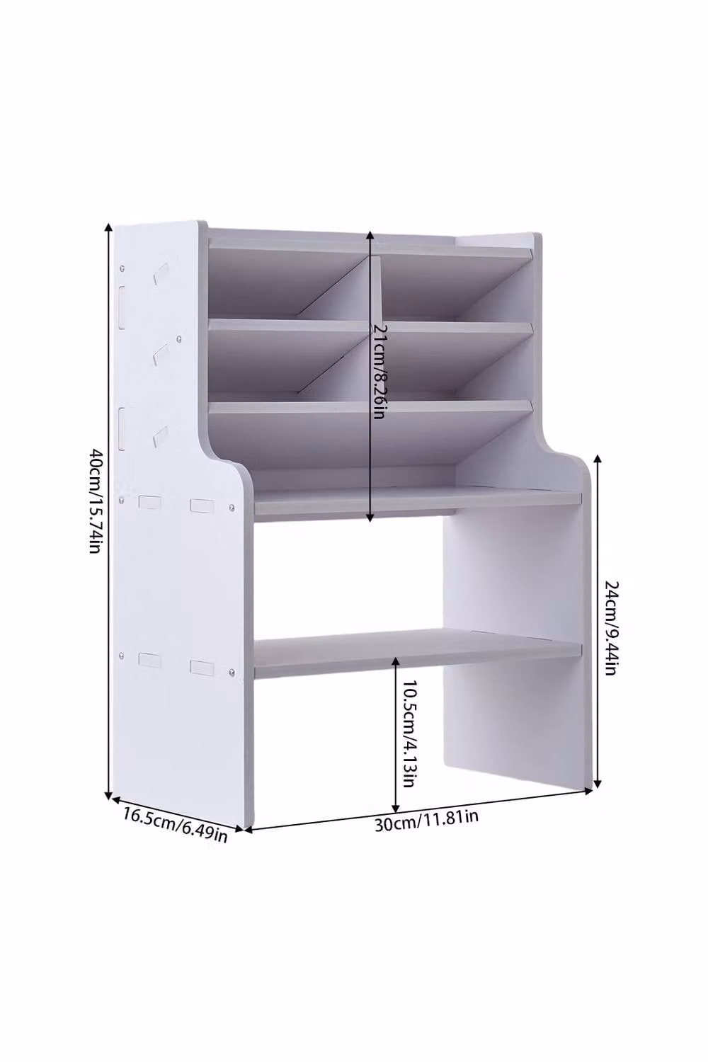 Living and Home Modern Desktop Storage Shelf with Back Panel in White Matt MDF – 4