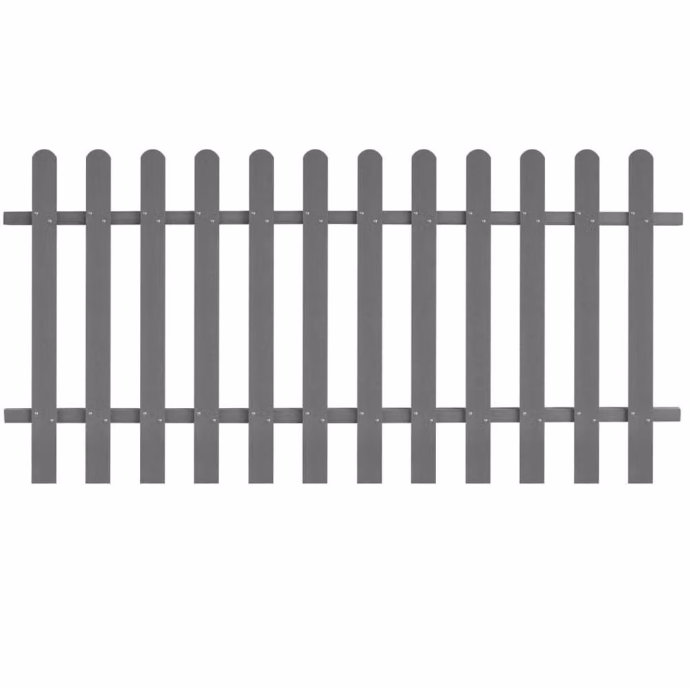 Berkfield Home Grey WPC Palisade Picket Fence, W: 200 cm, H: 100 cm – 2