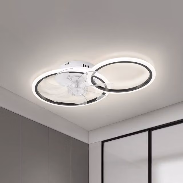Living Star Modern LED Ring Ceiling Fan with Remote Control in White, Black and Transparent