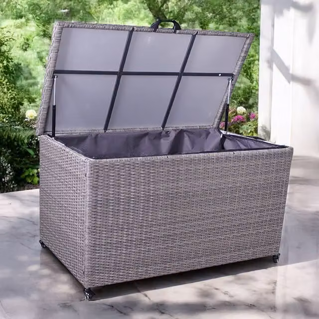 Royalcraft Charcoal KD Weave Rattan Cushion Storage Box, 645L, Grey – 1