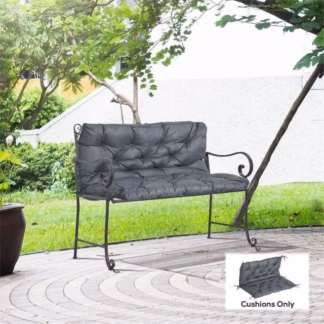 EONLION 2 Seater Swing Chair Seat Pad in Grey, Width: 100 cm