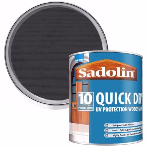 Sadolin Quick Dry Weatherproof Woodstain, Ebony Black, 1 l – 1