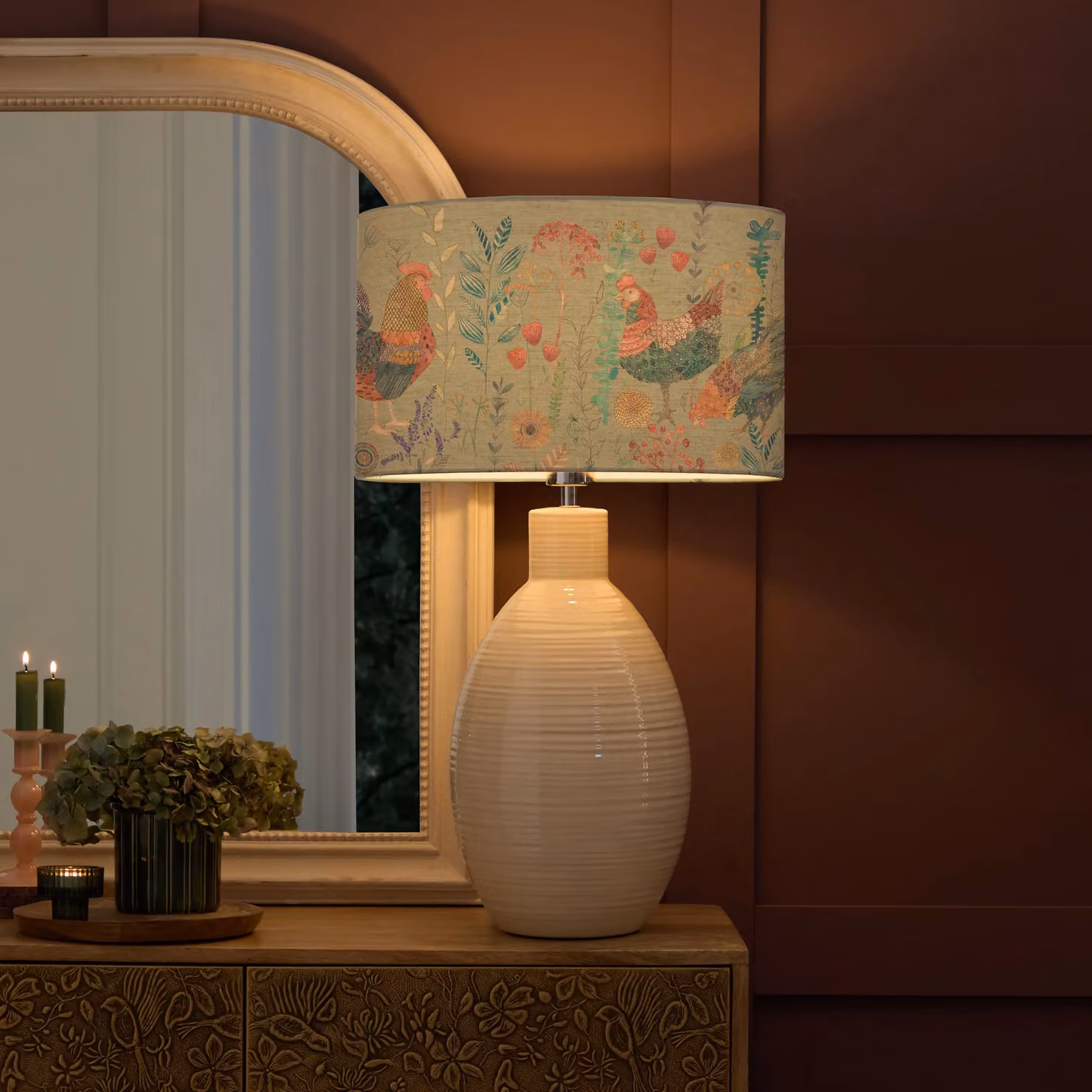 Voyage Maison Epona Ceramic Table Lamp with Bilbury Eva Fabric Lampshade in Beige and Blue – 2