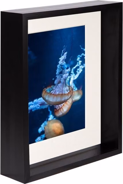 Nicola Spring Black Rectangular 3D Deep Box Photo Frame with 5 x 7 inch Mount, W: 20.32 cm, H: 25.4 cm