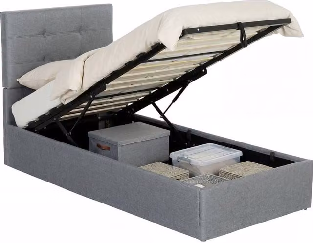 HOMCOM Upholstered Ottoman Bed with Lift Up Base, Grey, W/D/H: 90 x 190 x 35 cm