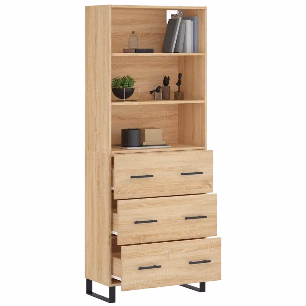 Berkfield Home Sonoma Oak Highboard in Light Brown, W/D/H: 69.5 x 34 x 180 cm – 2