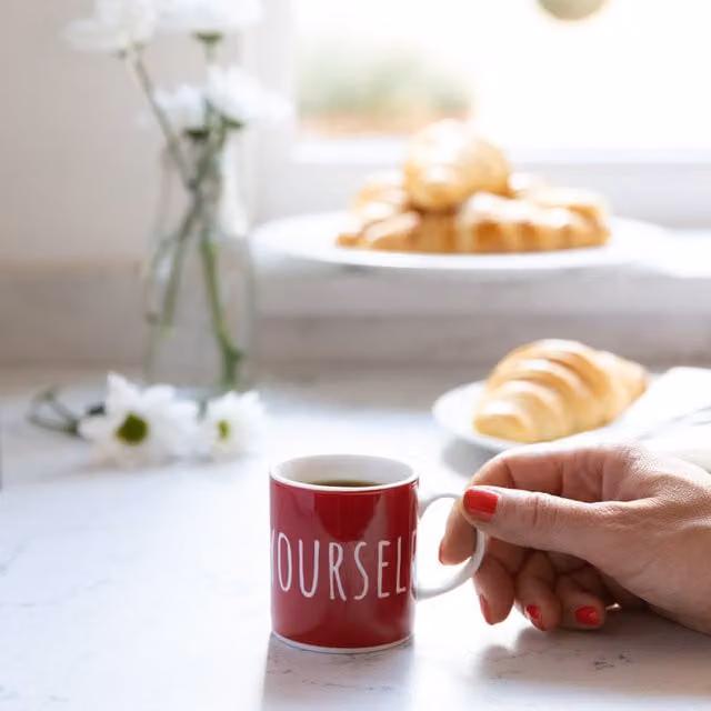 KitchenCraft Espresso Yourself Porcelain Espresso Cup Set of 6, Red