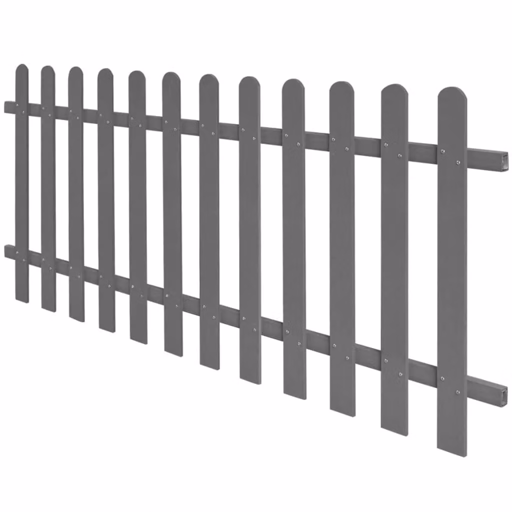 Berkfield Home Grey WPC Palisade Picket Fence, W: 200 cm, H: 80 cm – 2