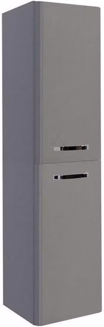 Clifton Basalt Grey Wall Mounted Tall Bathroom Storage Unit with Soft Close Hinged Doors, W: 35 cm, H: 140 cm, D: 33 cm