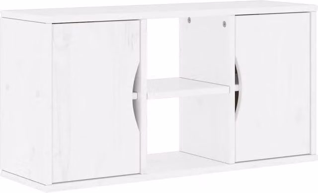 Berkfield Home ODDA White TV Cabinet in Solid Pine Wood, W/D/H: 79 x 24 x 40 cm – 1