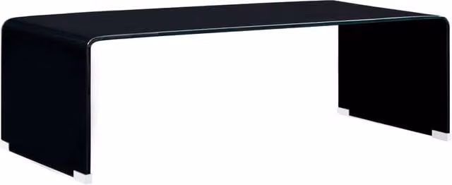 Berkfield Home Black Tempered Glass Coffee Table W: 98 cm, D: 45 cm, H: 31 cm