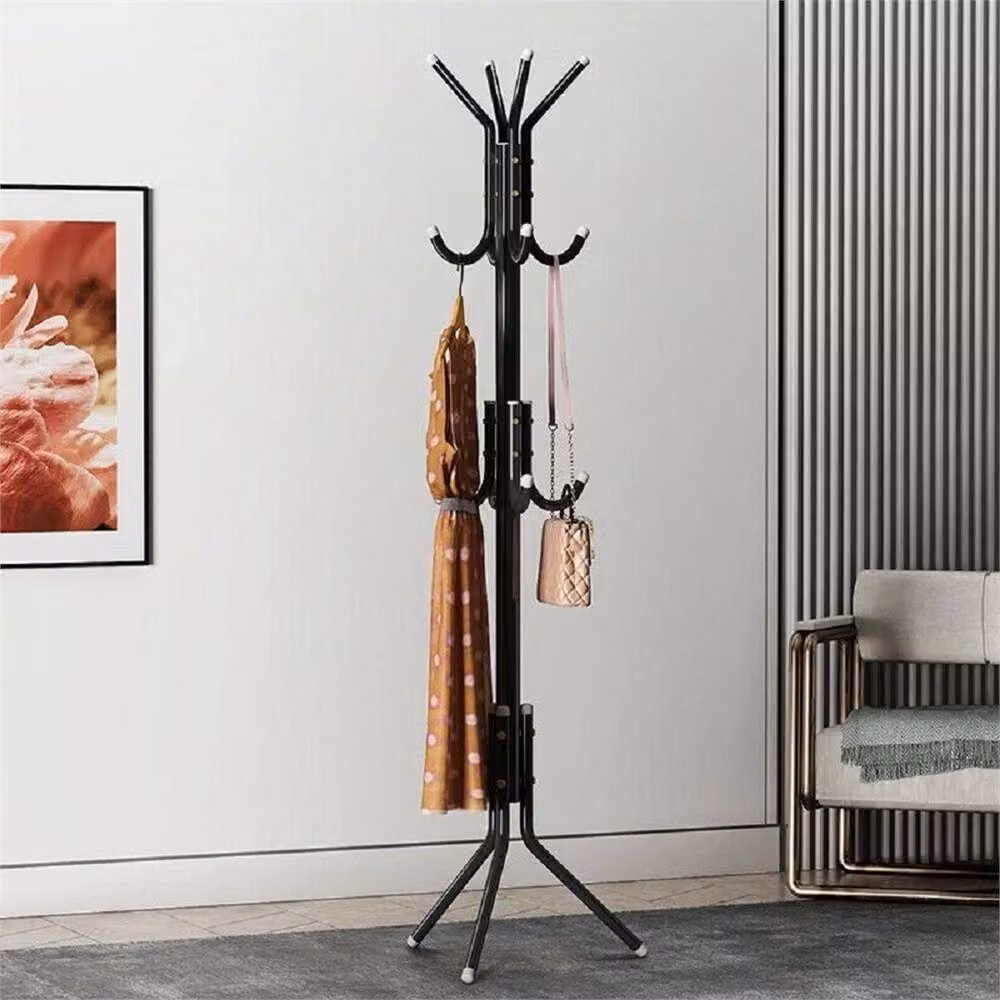 Nordara Black 14-Hook Floor Standing Coat Rack in Matt Black, Height: 90 cm – 3