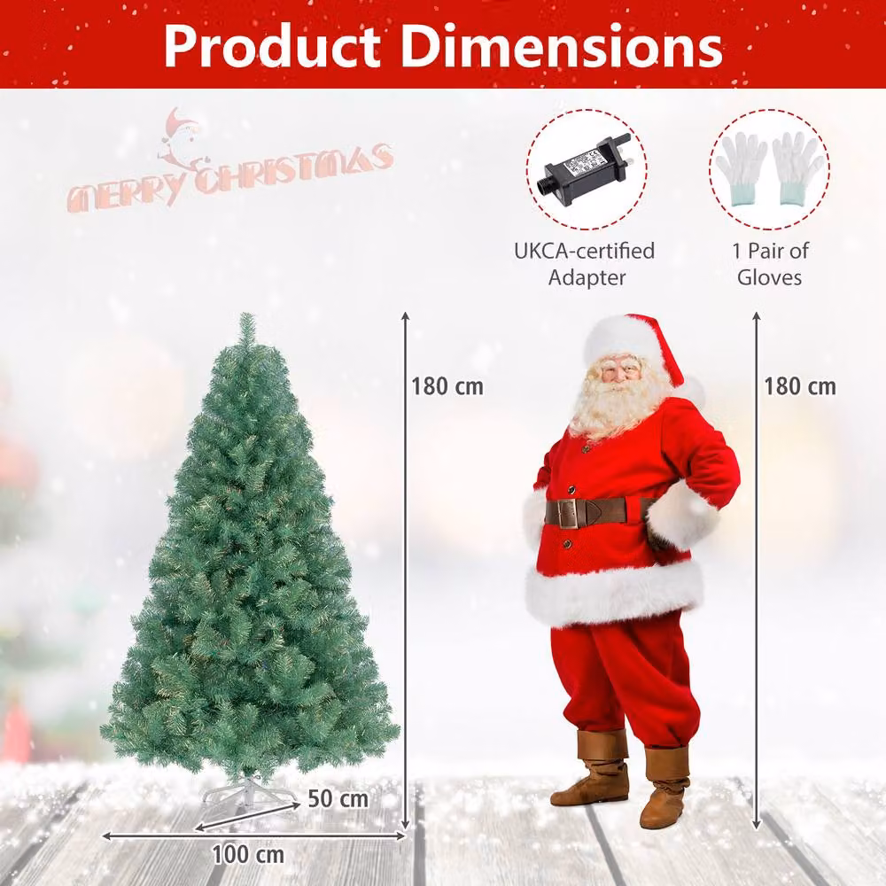 Costway 6ft Green Artificial Hinged Christmas Tree with 688 Branch Tips – 2