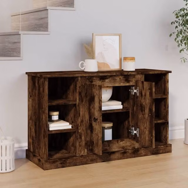 Berkfield Home Smoked Oak Sideboard in Brown, W/D/H: 100 x 35.5 x 60 cm – 1