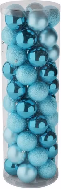KDMD 48 Ice Blue Christmas Baubles in Matt, Shiny and Glitter Finish, Diameter: 10 cm