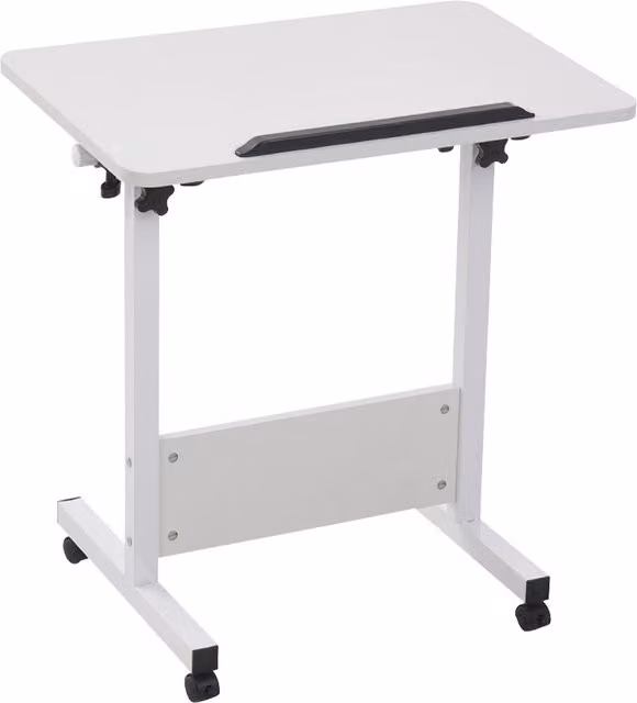 Livingandhome Height Adjustable Tilting Computer Desk with Castors, White