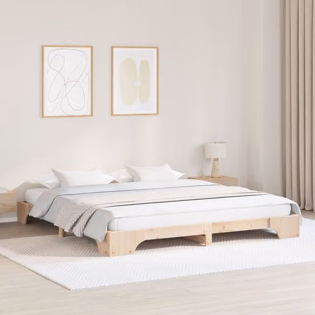 Berkfield Home Solid Pine Wood Bed Frame, Brown, W/D/H: 180 x 200 cm