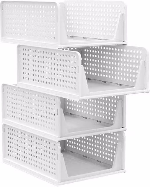 PAWNORA 4 Pack Wardrobe Storage Organisers in White – 1
