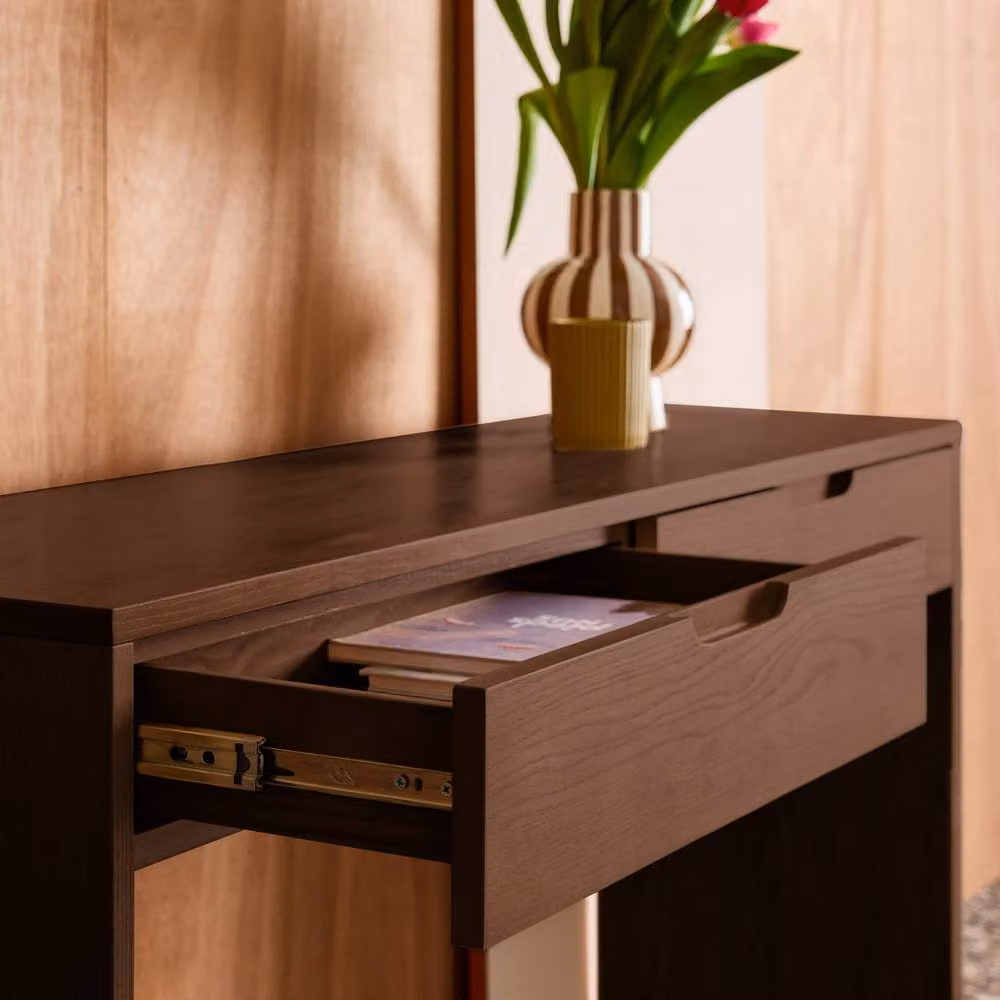 sweeek Modern Wood Decor Console Table with 2 Drawers, Dark Brown, W: 120 cm – 3