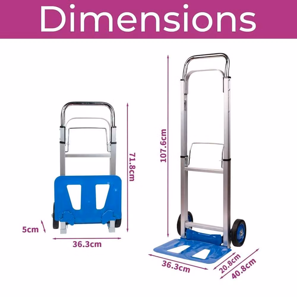VOGREX Folding Sack Trolley with Extendable Handle, Multicolour, 100kg Capacity – 2