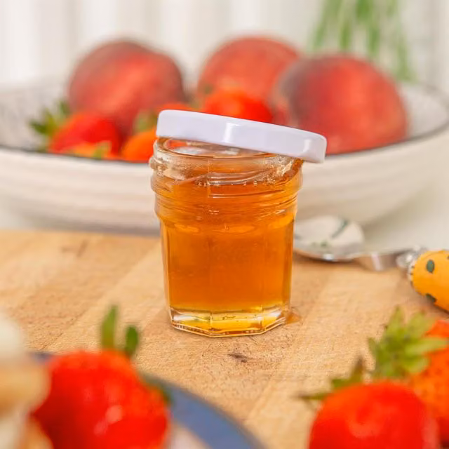 Argon Tableware White Glass Jam Jars with Metal Screw Lids, 30ml, Pack of 6