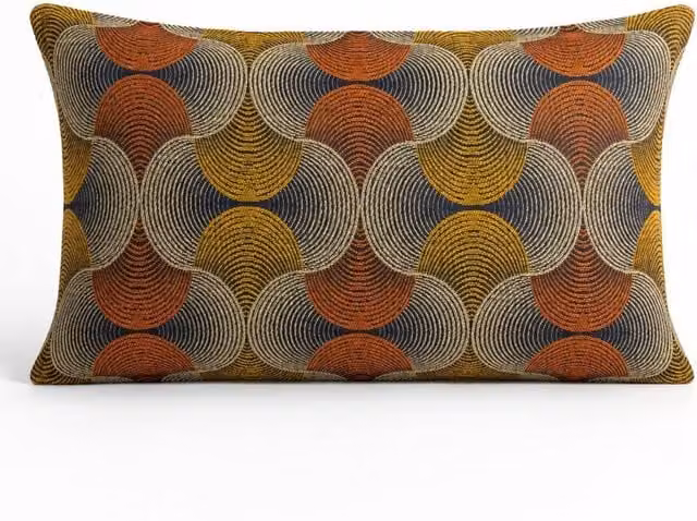 KDMD Urban Swirl Classic Multicolour Cotton Lumbar Cushion Cover
