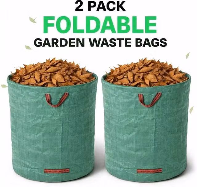 FLAVORA 2 Pack Large Waterproof Garden Waste Bags in Green, W/D/H: 100 x 100 x 100 cm – 1