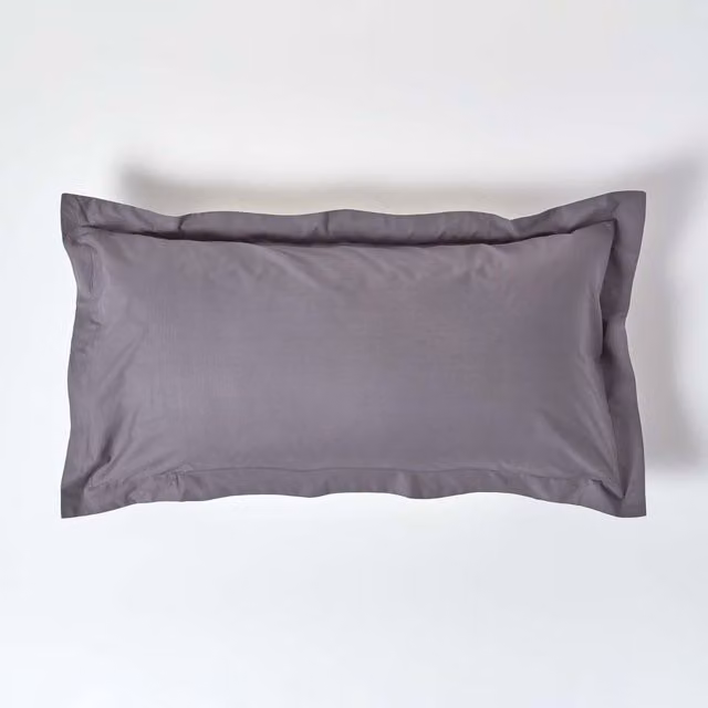 Homescapes 200 Thread Count Grey Cotton Percale Pillowcase