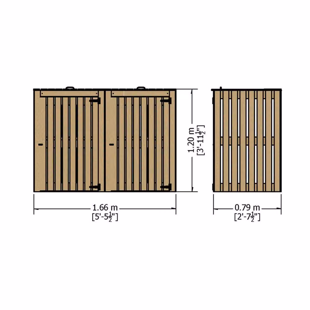 Shires Brown Dip Treated Double Wheelie Bin Store, W: 166 cm, D: 79 cm, H: 120 cm – 2