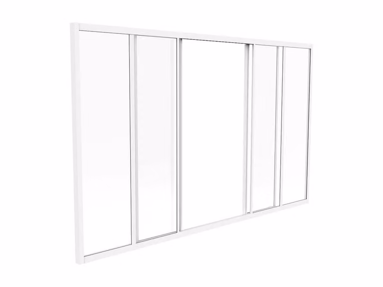 Vente-unique Ravena Industrial Sliding Glass Partition, White, W/H: 180 x 105 cm